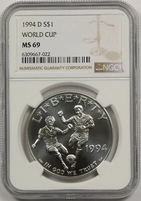 1994-D World Cup $1 NGC MS 69 Modern Commemorative Silver Dollar - Image 1 of 4