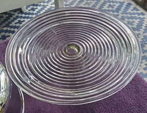 Vintage Anchor Hocking Manhattan Round Ribbed Pedestal Cake Plate W/ Cover - Picture 1 of 7