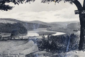 Plum Island Cochecton NY Delaware River Antique c1907 Postcard - Picture 1 of 3