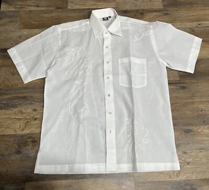 Ditto by Charagh Din SZ M Men’s White /Embroidered Short Sleeve Button Up Shiry - Picture 1 of 6
