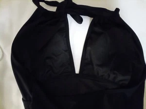 Womans Swim Suit Sz XL Black Halter Strap Padded Bra Ruched Front  NWOT - Picture 1 of 6