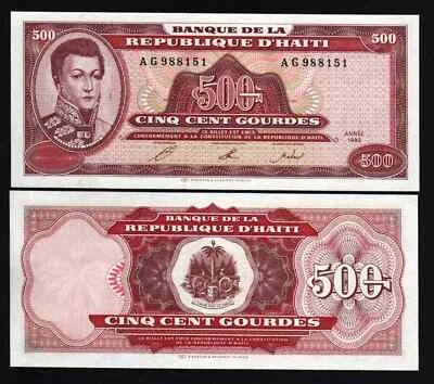 Haiti 500 GOURDES P-264 1993 Rara A. PETION UNC Moeda Mundial Haitiana NOTA BANCÁRIA - Imagem 1 de 3
