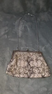 Vintage Art Deco beaded Purse flower Floral 8” x 5" vtg snap lock - Picture 1 of 9