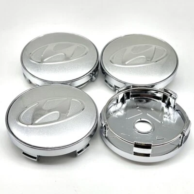 4x 60mm Für Hyundai Logo Nabendeckel Felgendeckel Radnabendeckel Auto Silber NEW