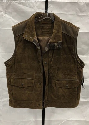 Roundtree Yorke Men Brown Solid Leather Vest Jacket Outerwear XL Premium Quality - Image 1 of 4