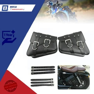 Moto PU Leather Luggage Tool Saddlebag Saddle Bags For Sportster 883 Dyna New - Picture 1 of 10