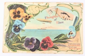 Antique c 1910 Postcard THOUGHTS OF THEE THOUGH OCEANS SEVER AND Posted - Picture 1 of 2