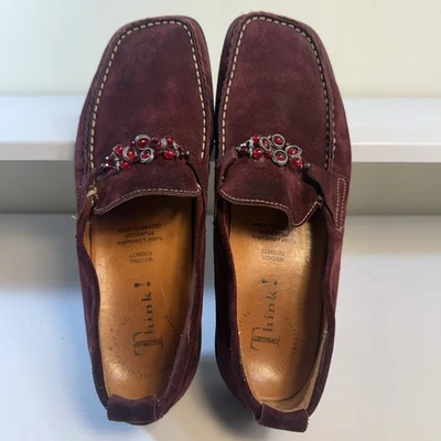 ¡Piensa! Zapato de conducción para mujer talla 9 mocasín de gamuza arándano con cuentas cambio plantilla Foto 1 de 4