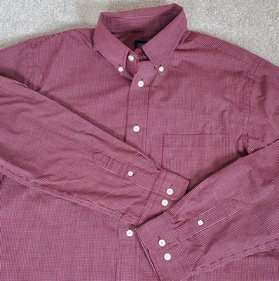 Consensus Shirt Men's Size Medium Long Sleeve Button Down Burgundy Check - Image 1 of 4