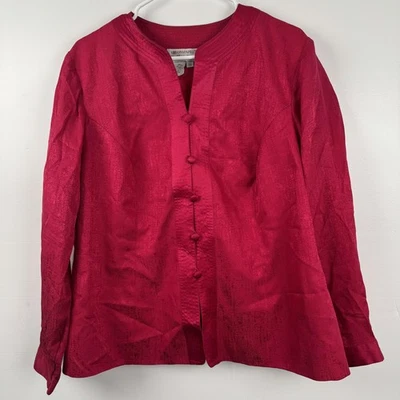 Chaqueta Adrianna Papell Mujer 20 Rosa Seda Abotonada Elegante Blazer Manga Larga Foto 1 de 4