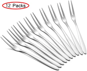 12 packs Appetizer Dessert Forks Stainless Steel Mini Salad Fruit Cake Cocktail - Picture 1 of 8