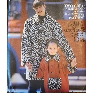 90s New Look Pattern 6713 Mother Daughter Button Up Coat Collared Rolled Sleeves - Picture 1 of 3