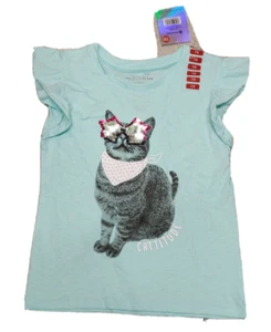 NWT Girls Members Mark My Favorite Tee Blue Cat Size 14/16 - Picture 1 of 1