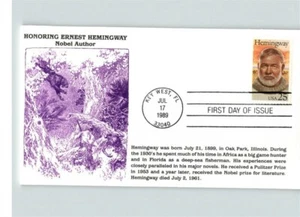 ERNEST HEMINGWAY, Author, Nobel Prize winner, First Day of Issue - Picture 1 of 1