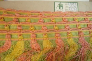 "Cortinas de borde de borla 33063 de 7 yardas Houles 2 3/4"" rosa verde embellecedor 252" - Imagen 1 de 5