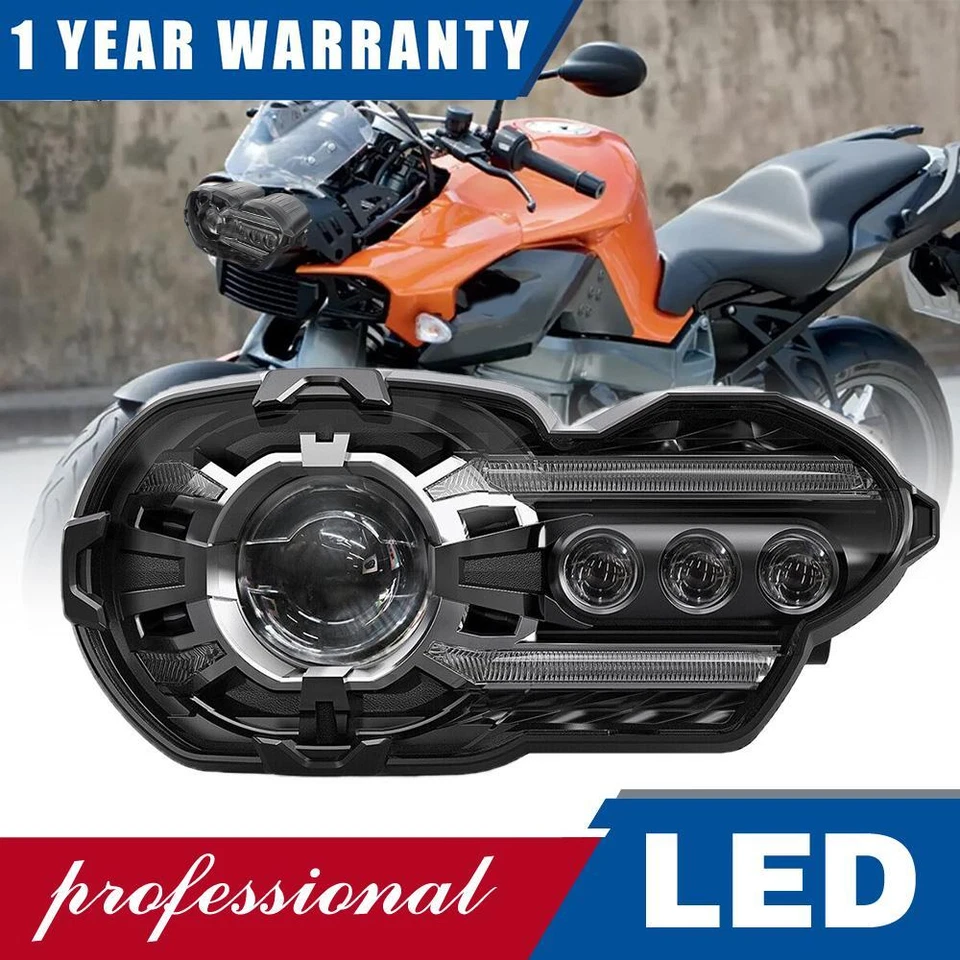E-24 LED Headlights w/DRLs Hi/Lo Beam For BMW K1200R 2005-2009 K1300R 2010-2013 - Image 1 of 4