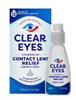 Clear Eyes Contact Lens Eye Drops 12Hr Relief Soothes & Moiturizes .5oz 2 Pack