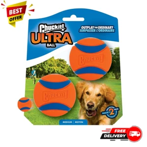 Chuckit! Ultra Ball Dog Medium 2.5 Inch Diameter Pack of 2 for breeds 20-60 lbS - Picture 1 of 4