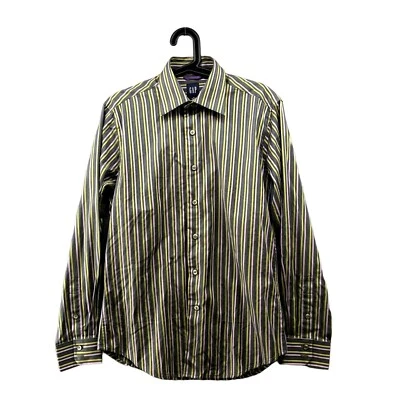 Camisa de vestir GAP para hombre S 14-14,5 púrpura verde rayas abotonadas manga larga algodón Foto 1 de 4