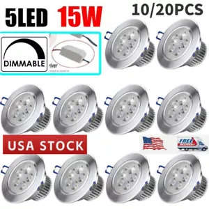 10/20Pack 5LED 15W Dimmable Downlight Ceiling Light Spotlight with LED Driver US - Picture 1 of 14