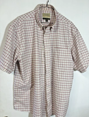 Cabela's Outfitter Cotton White/Red Plaid Short Sleeve Button Down Shirt Sz XL - Image 1 of 4