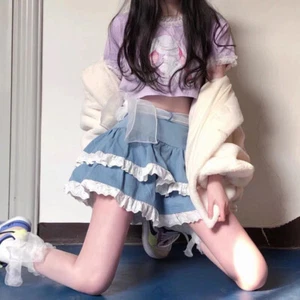 Mujer Japonesa Niña Kawaii Cintura Alta Con Volantes Falda Plisada Nueva - Imagen 1 de 7