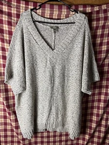Denim & Co. Naturals Speckled Yarn V-Neck Sweater w/ Hi-Low Hem Size 3XL E3 - Picture 1 of 8