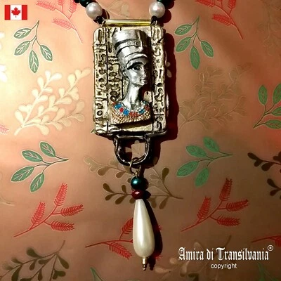 lucky talisman egyptian nefertiti pendant ethnic jewelry amulet good luck love - Image 1 of 4