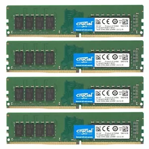 Crucial 64GB (4X16GB) DDR4 2666MHz PC4-21300 CUnbuffered Desktop DIMM Memory Ram - Picture 1 of 6