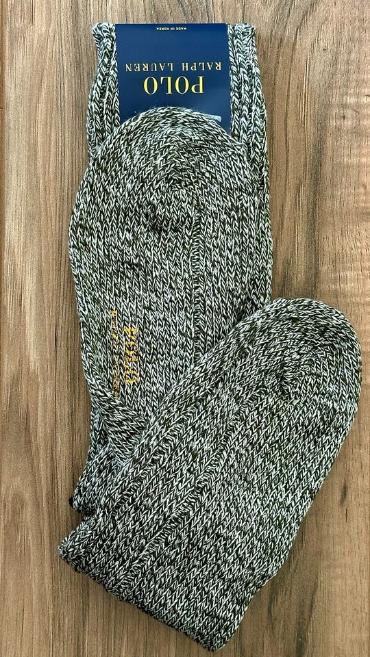 🎁 Calcetines de bota Polo Ralph Lauren para hombre jaspeados elásticos mezcla de algodón - blanco oliva Foto 1 de 1