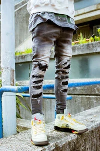 Mens Slim Fit Jeans Skinny Stretch Denim Trouser Distressed Ripped Pants UK Size - Picture 1 of 11
