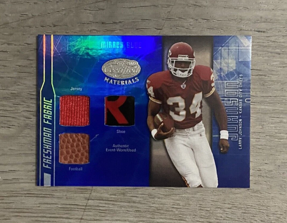 2003 Leaf Certified Materials Mirror Blue | Larry Johnson | 40/50 | FF-158 - Image 1 of 4