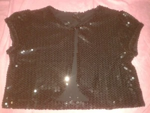 LADIES SIZE 14 BLACK SEQUIN BOLERO EVIE - Picture 1 of 2