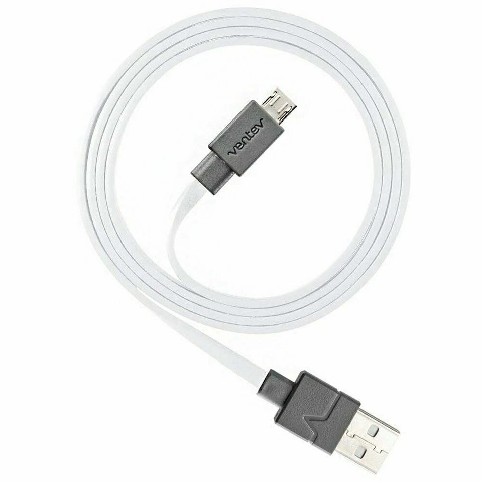 2 - Pack!! Ventev 506115 3-Feet Chargesync Micro USB Flat Cable in White - Image 1 of 1