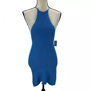 Bardot Sleeveless Knit Halter Top Mini Dress - Cobalt Blue - size Small - Picture 1 of 7