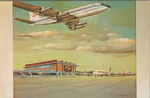 Airport Terminal Building Painting Domenic De Nardo Cranston RI postcard PQ5 - Picture 1 of 2