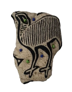 Gesteppter Vogel Brosche Pin Handarbeit Stoff Emu 2"" x 0,75"" x 2,75"" Plüschsamen Perlen - Bild 1 von 6