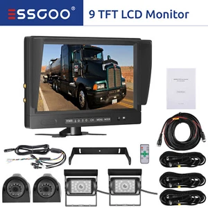 4x HD 1080P Auto Rückfahrkamera + 9" IPS 4CH Split Rückansicht Monitor LKW BUS - Bild 1 von 12