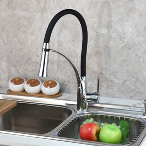 Grifo mezclador cromado fregadero de cocina tirón giratorio tocador valor cuenca grifo de latón - Imagen 1 de 6