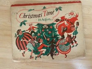 Christmas Time in Action Pop Up Book Vintage 1949 Antique Holiday Illustrated  - Picture 1 of 8