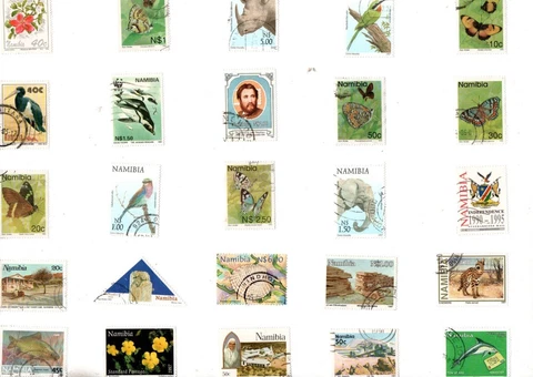 A MIX OF 25 DIFFERENT GOOD/FINE USED COMMEMORATIVE STAMPS FROM NAMIBIA Cover