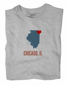 Chicago Illinois IL T-Shirt HEART - Picture 1 of 6