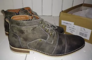 Ferro Aldo Blaine Casual Brogue Mid-Top Lace-up side zip Boots US 10.5 Grey Gray - Picture 1 of 5
