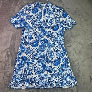 Vestido Tommy Bahama Azul Blanco Tropical Golf Tenis Sin Mangas Acampanado Talla L 1/4 Cremallera - Imagen 1 de 11