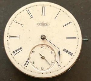 Antique 1880 Elgin Grade 64 Pocket Watch Movement Parts/Repair 8s 7j USA - Picture 1 of 2
