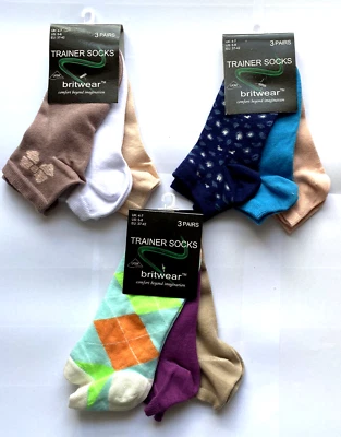 Damas Calcetines 9 x Par’s Tobillo Estampado Liso Paquete Entrenador Calcetines Cortos Corte Bajo Foto 1 de 4