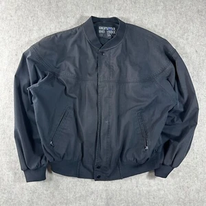 Vintage 90s Knights Bridged Men Large Sun Faded Bomber Jacket Black Full Zip - Picture 1 of 11