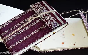 Brokateinband Journal Tagebuch mit eingebetteten Blütenblättern handgefertigtes Papier aus Indien - Bild 1 von 6