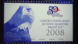 2008-S US Proof State Quarter Mint Set 5 Coins GDC Proof CN CLAD 21loct1002-3 - Picture 1 of 6
