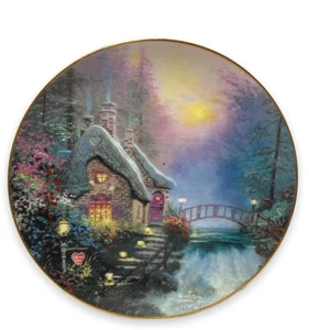Piatto da esposizione Knowles Thomas Kinkade Falbrooke Cottage incantato 8" da collezione - Foto 1 di 3
